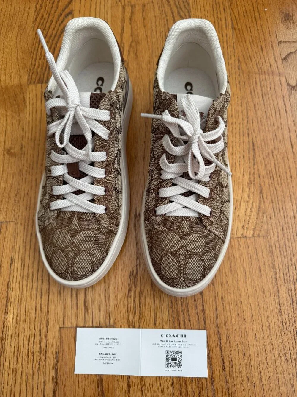 Coach Clip Low Top Sneaker Khaki/Saddle Sig Jacquard 7.5B (NWT)